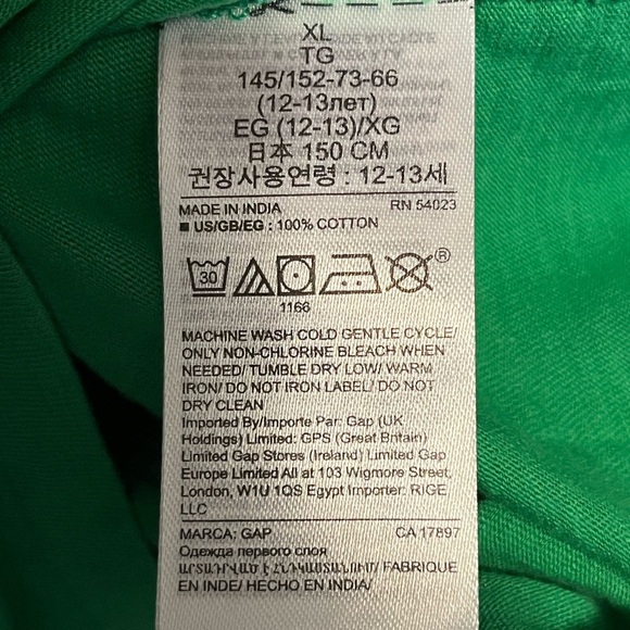 Kids Green, White & Yellow Colorblock Stripe Henley Longsleeve T-Shirt | Gap NWT - Picture 9 of 9